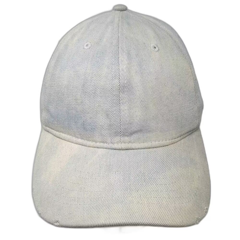 Express Baseball Cap Blue White OS Distressed Faded Denim Look Slideback Hat